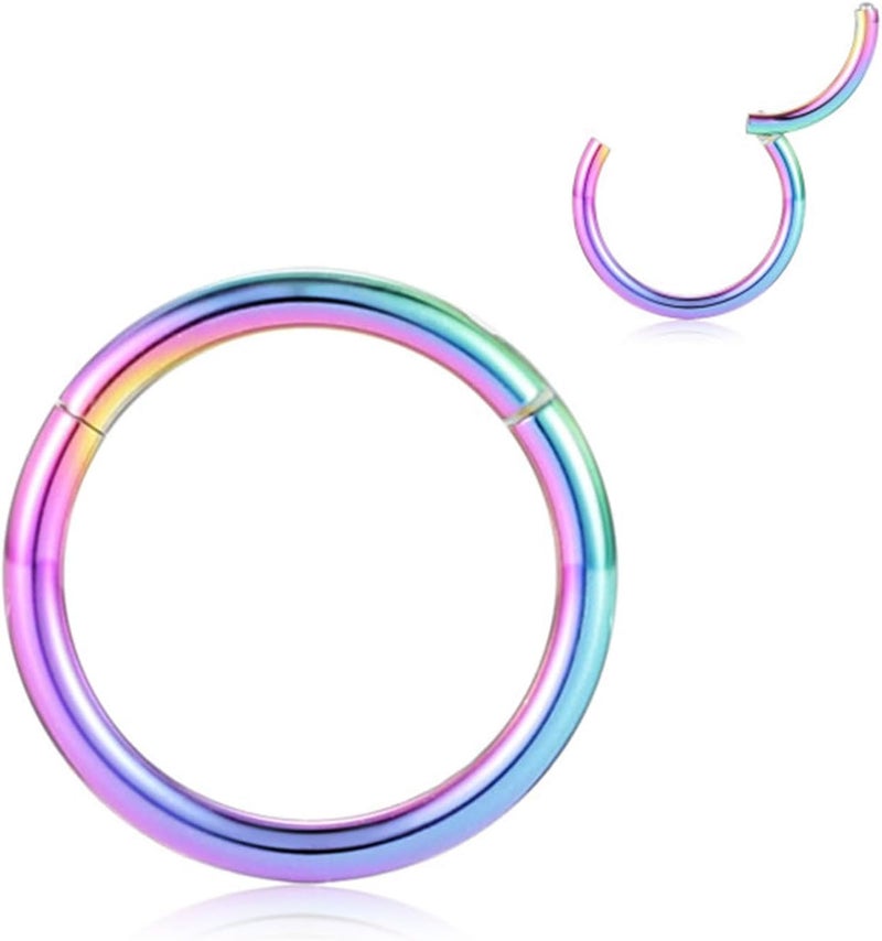 FUNLMO Store 316L Surgical Steel Hinged Segment Nose Ring Hoop for Nose Septum Cartilage Helix Tragus Conch Rook Daith Lobe Lip Piercings 1 Pc - Image 1